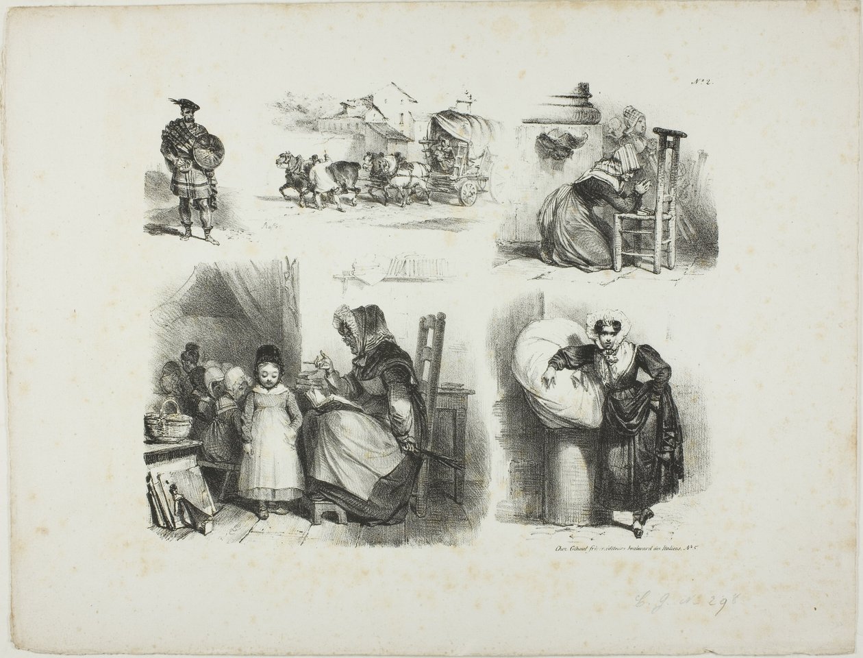 Folha de esboços de Denis Auguste Marie Raffet