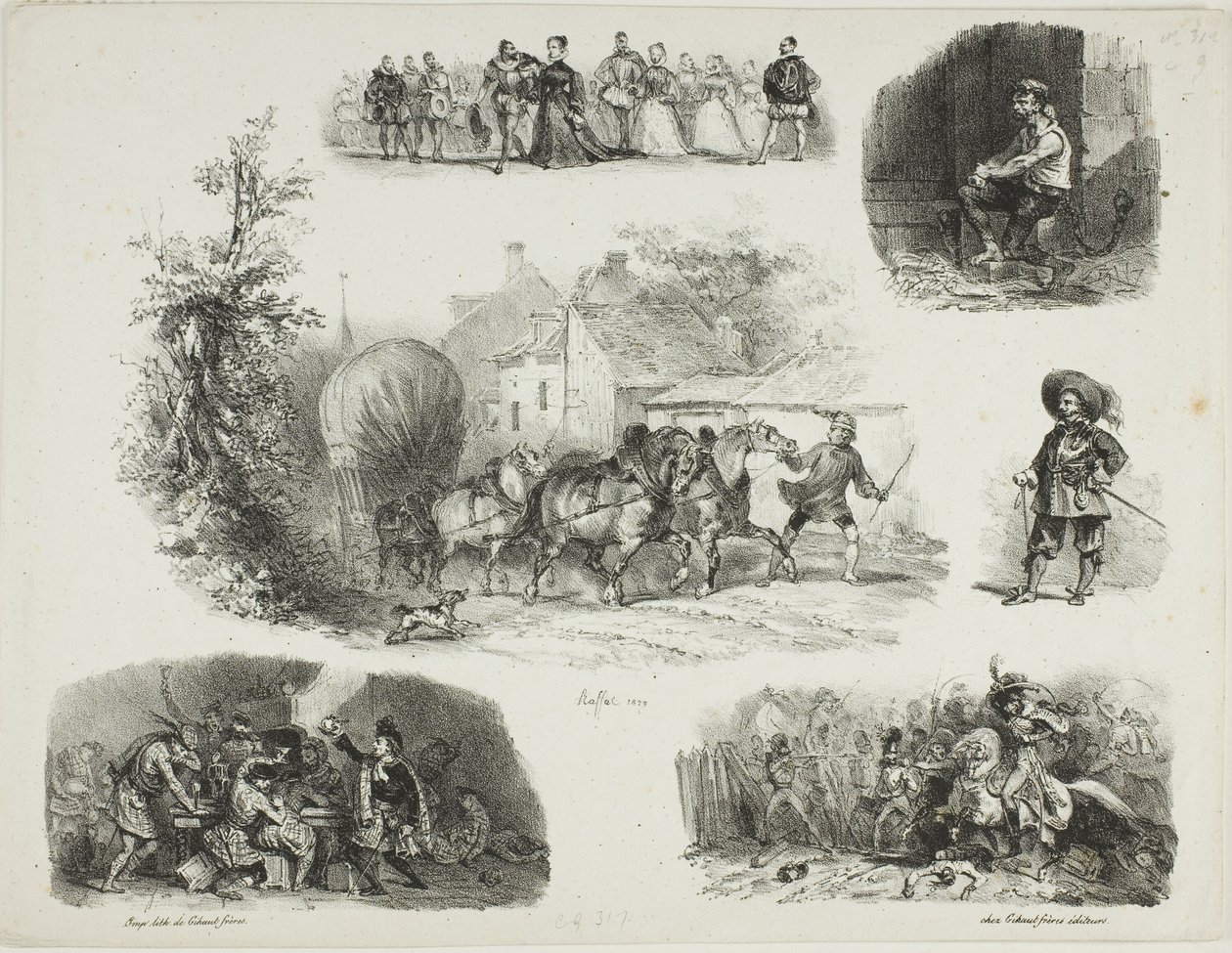 Folha de esboços de Denis Auguste Marie Raffet