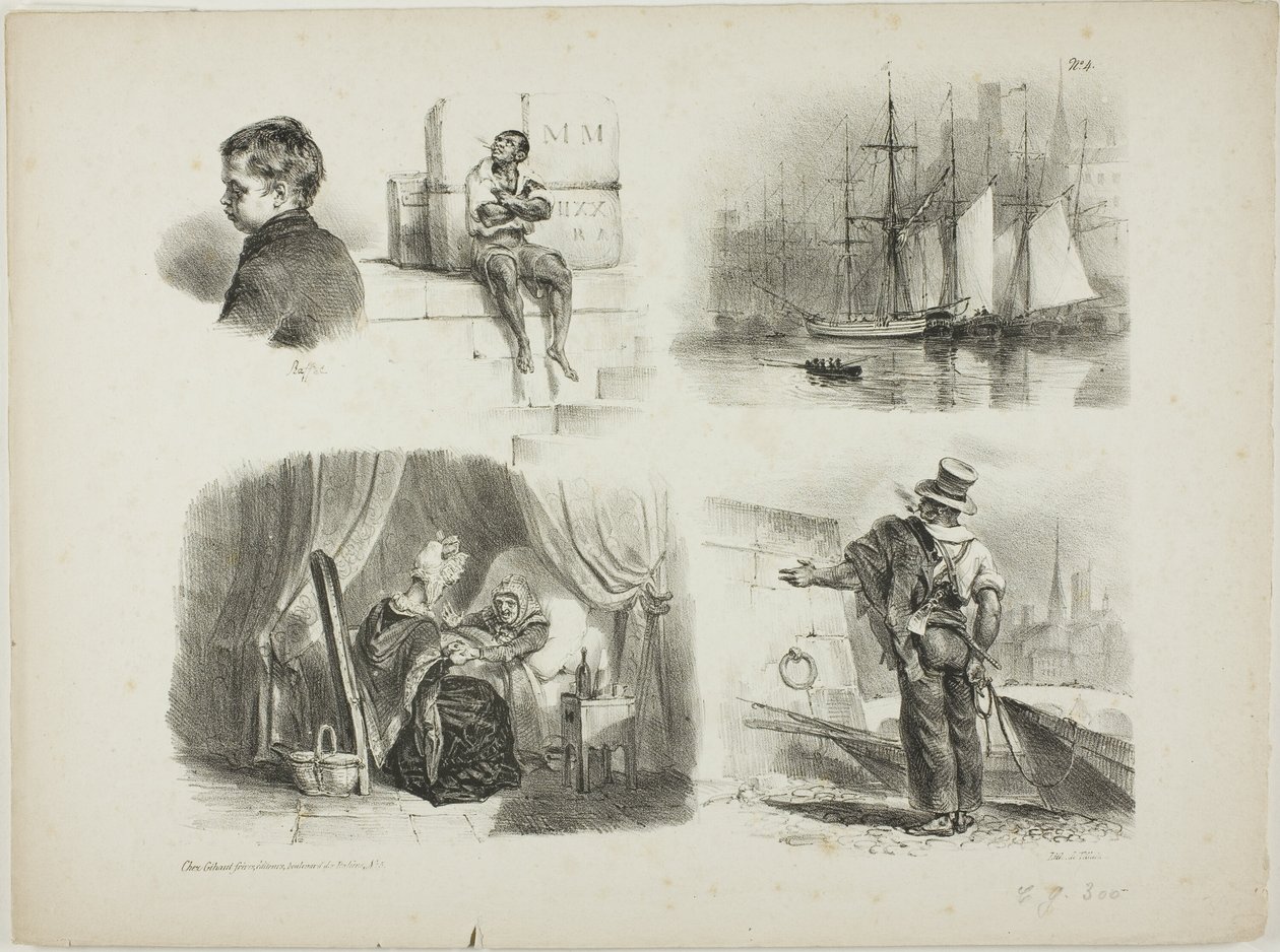 Folha de esboços de Denis Auguste Marie Raffet