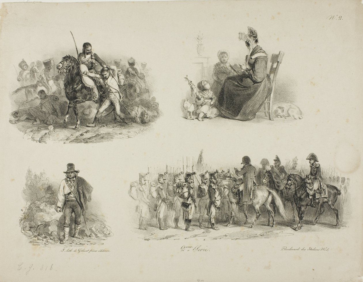 Folha de esboços de Denis Auguste Marie Raffet