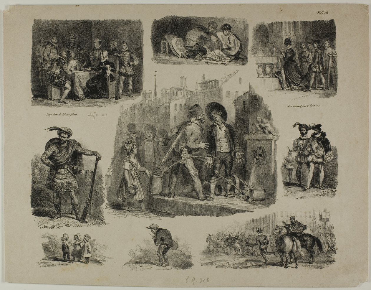 Folha de esboços de Denis Auguste Marie Raffet