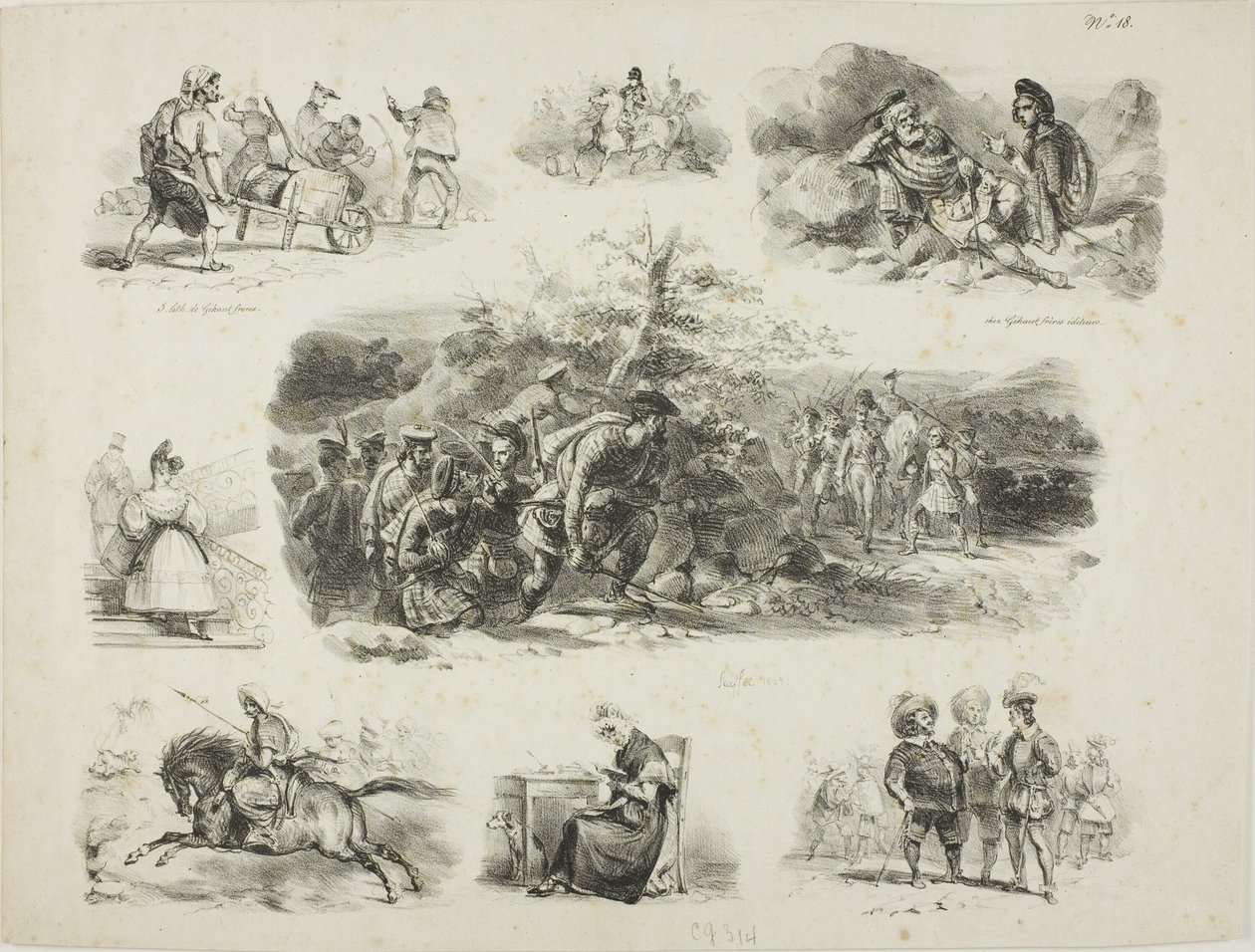 Folha de esboços de Denis Auguste Marie Raffet