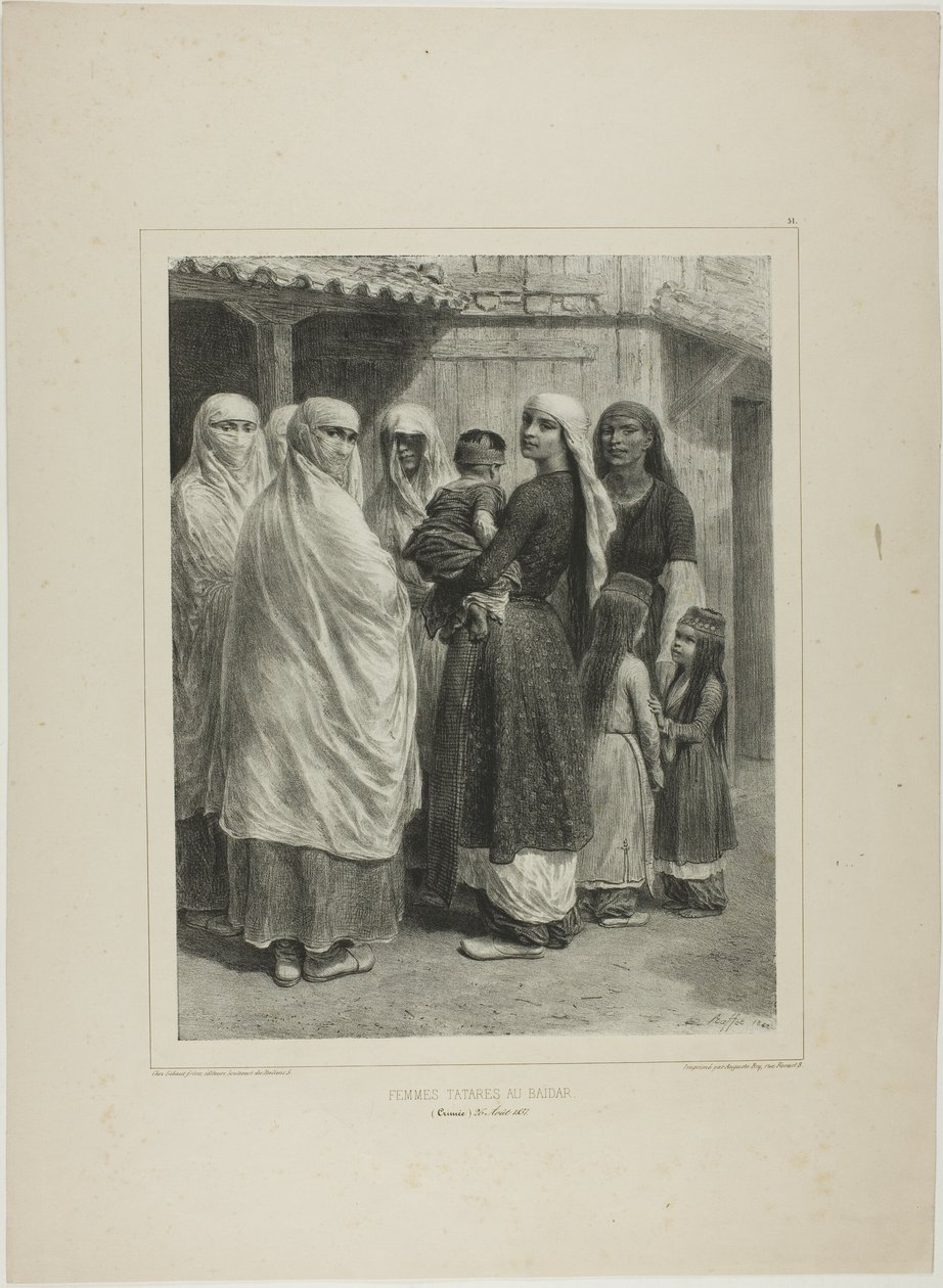 Mulheres tártaras no Baïdar, Crimeia, 26 de agosto de 1837 de Denis Auguste Marie Raffet