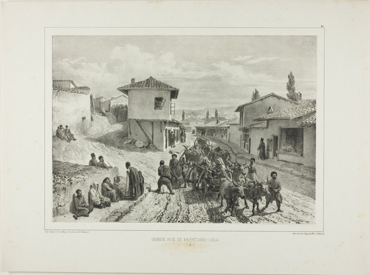 A rua principal de Baghtcheh-Saraï, Crimeia, 19 de agosto de 1837 de Denis Auguste Marie Raffet