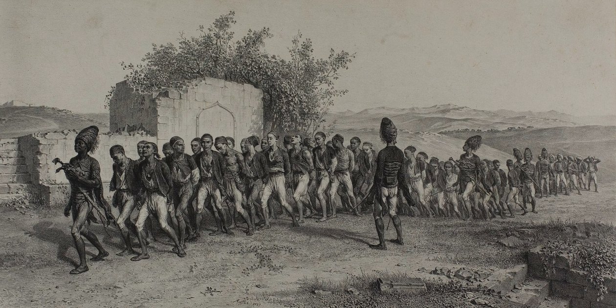Recrutas turcos perto de Esmirna, 10 de novembro de 1837 de Denis Auguste Marie Raffet