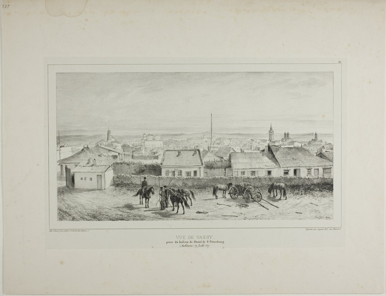Vista de Yassy tirada da varanda do Hotel São Petersburgo, Moldávia, 19 de julho de 1837 de Denis Auguste Marie Raffet