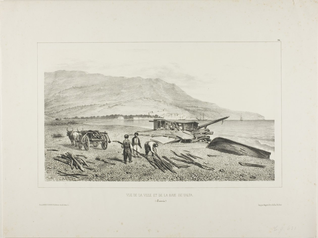 Vista da aldeia e da baía de Ialta, Crimeia, 15 de agosto de 1837 de Denis Auguste Marie Raffet