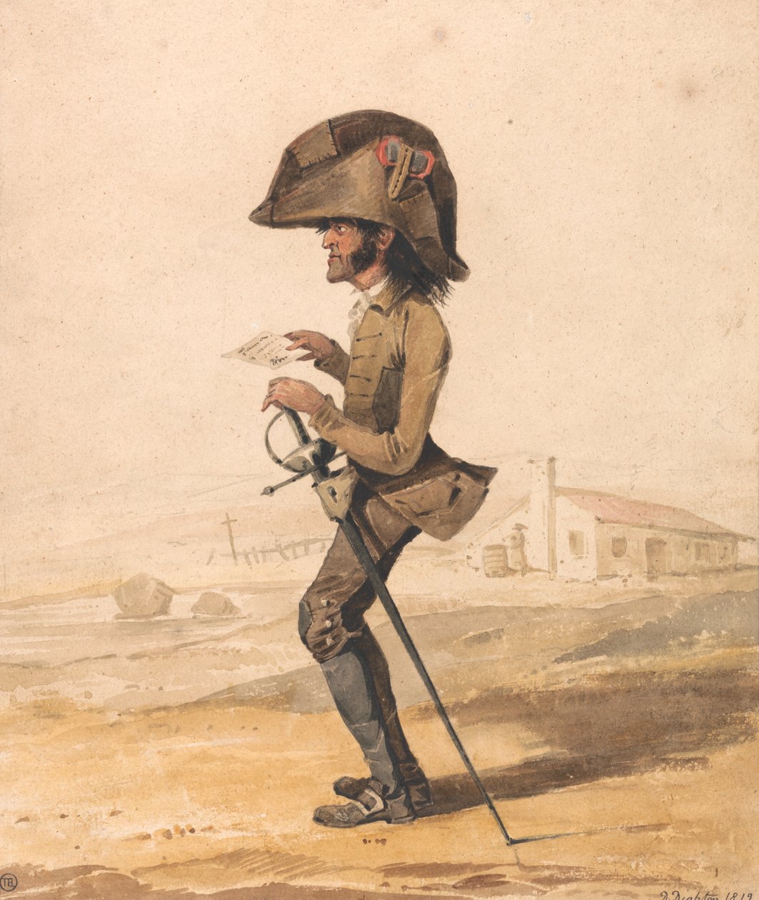 Caricatura de um oficial militar francês de Denis Dighton