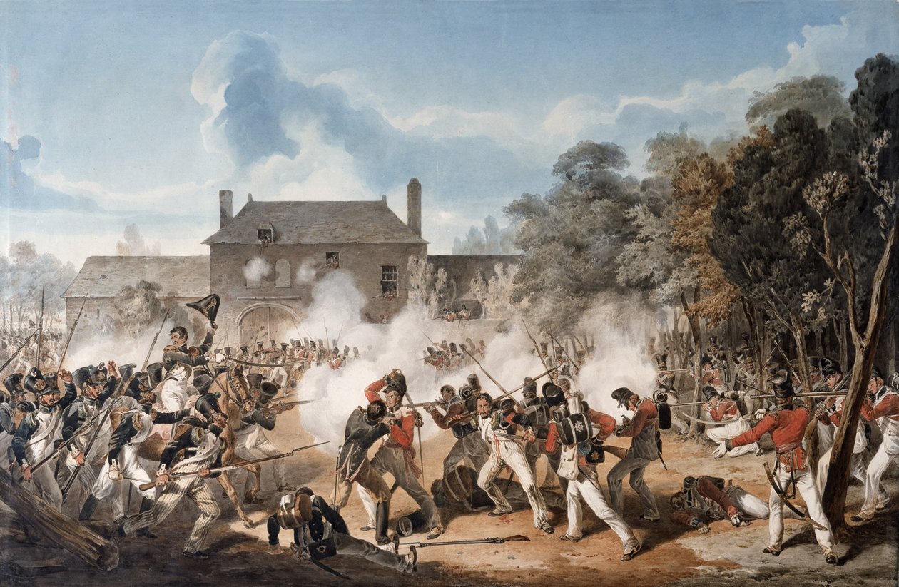 Defesa do Chateau de Hougoumont pela companhia de flanco, Coldstream Guards 1815, 1815 de Denis Dighton