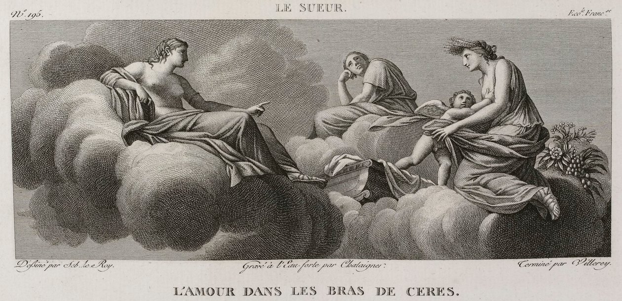 Denis-Sébastien Leroy, Antoine-Claude-François Villerey et Chataigner - O amor nas armas de Ceres, segundo Eustache Le Sueur - 1802-1815 de Denis Sebastien Leroy