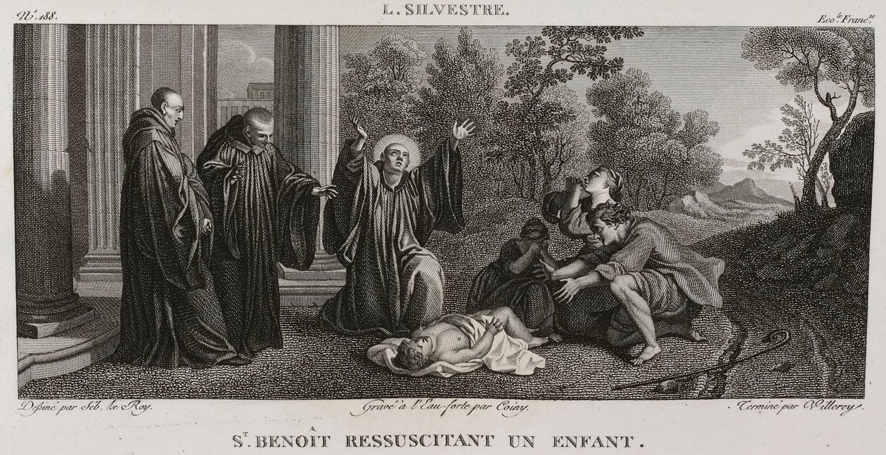 Denis-Sébastien Leroy, Antoine-Claude-François Villerey et Coiny - São Benoît a reanimar uma criança, segundo Louis de Silvestre - 1802-1815 de Denis Sebastien Leroy