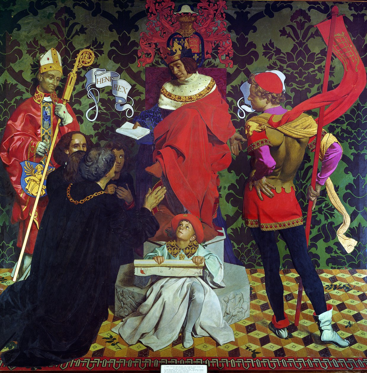 John Cabot e seus filhos recebem a carta de Henrique VII para navegar em busca de novas terras de Denis William Eden