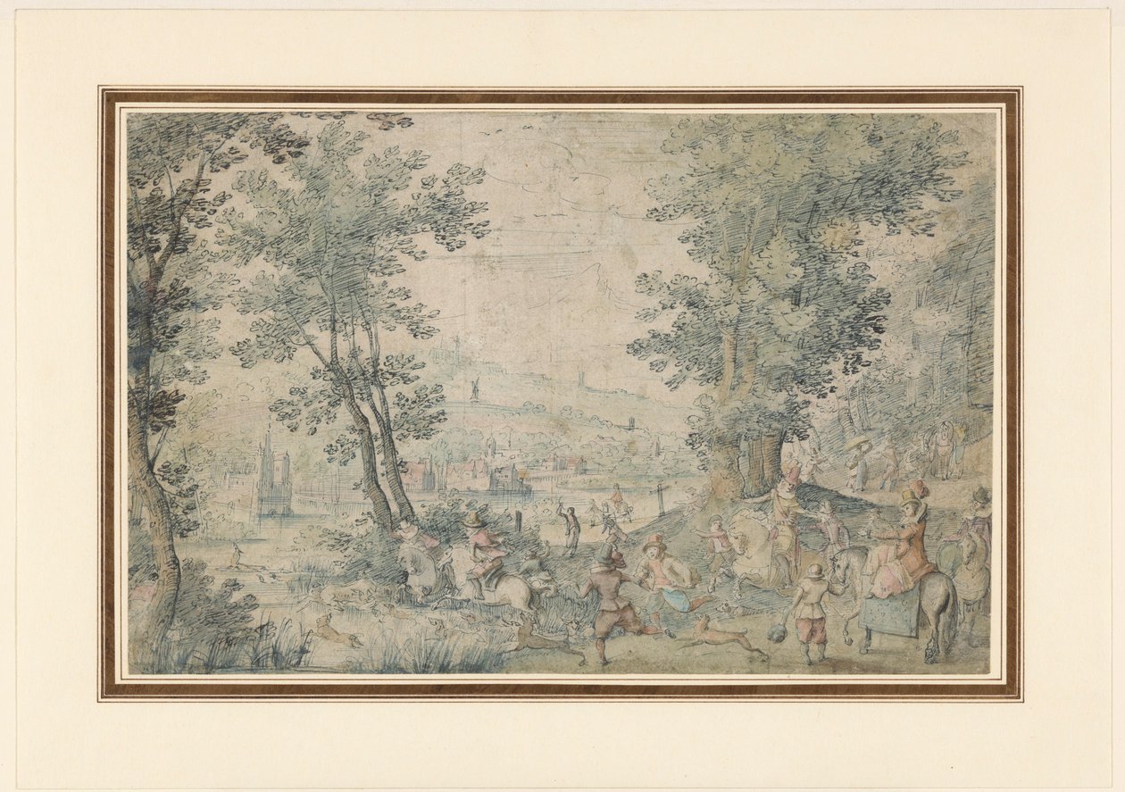 Paisagem perto de Bruxelas com caça ao veado de Denis van Alsloot (possibly)