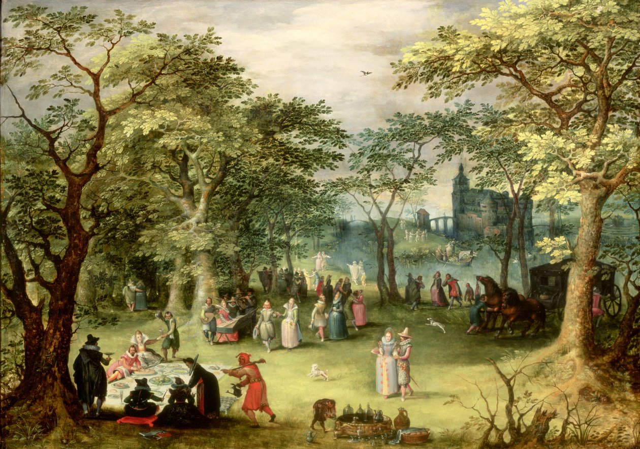 Paisagem com `festa galante &39;, (painel) de Denys van Alsloot