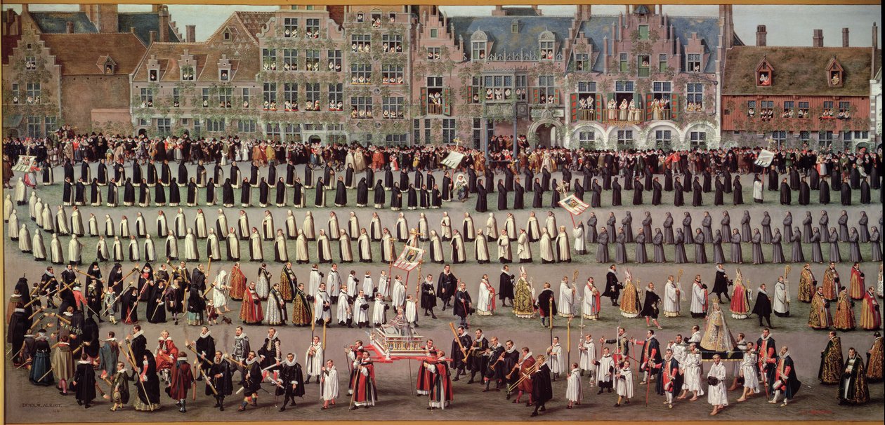 O Ommeganck em Bruxelas em 1615: Procissão de Notre Dame de Sablon, 1616 (detalhe do Triunfo da Arquiduquesa de Isabella) (ver também 187569) de Denys van Alsloot