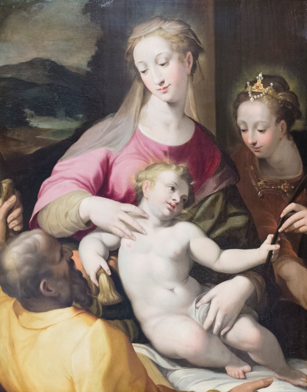 O casamento místico de Santa Catarina de Denys Calvaert or Calvart