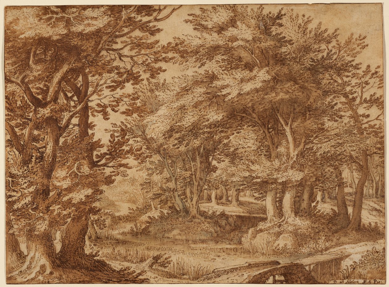 Paisagem florestal com um castelo distante de Denys van Alsloot