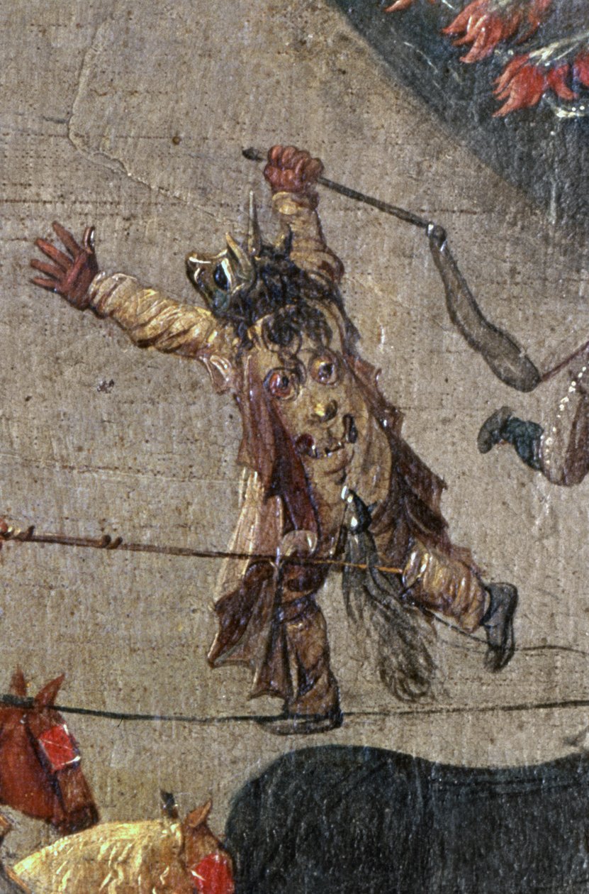 O triunfo da arquiduquesa Isabella em Ommeganck, em Bruxelas, em 31 de maio de 1615, detalhe de uma figura demoníaca fantasiada, 1615 de Denys van Alsloot