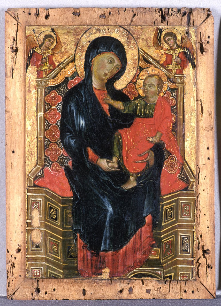 Madonna entronada com criança e dois anjos, c.1300 (tempera em madeira de choupo) de Deodato Orlandi Deodato Orlandi