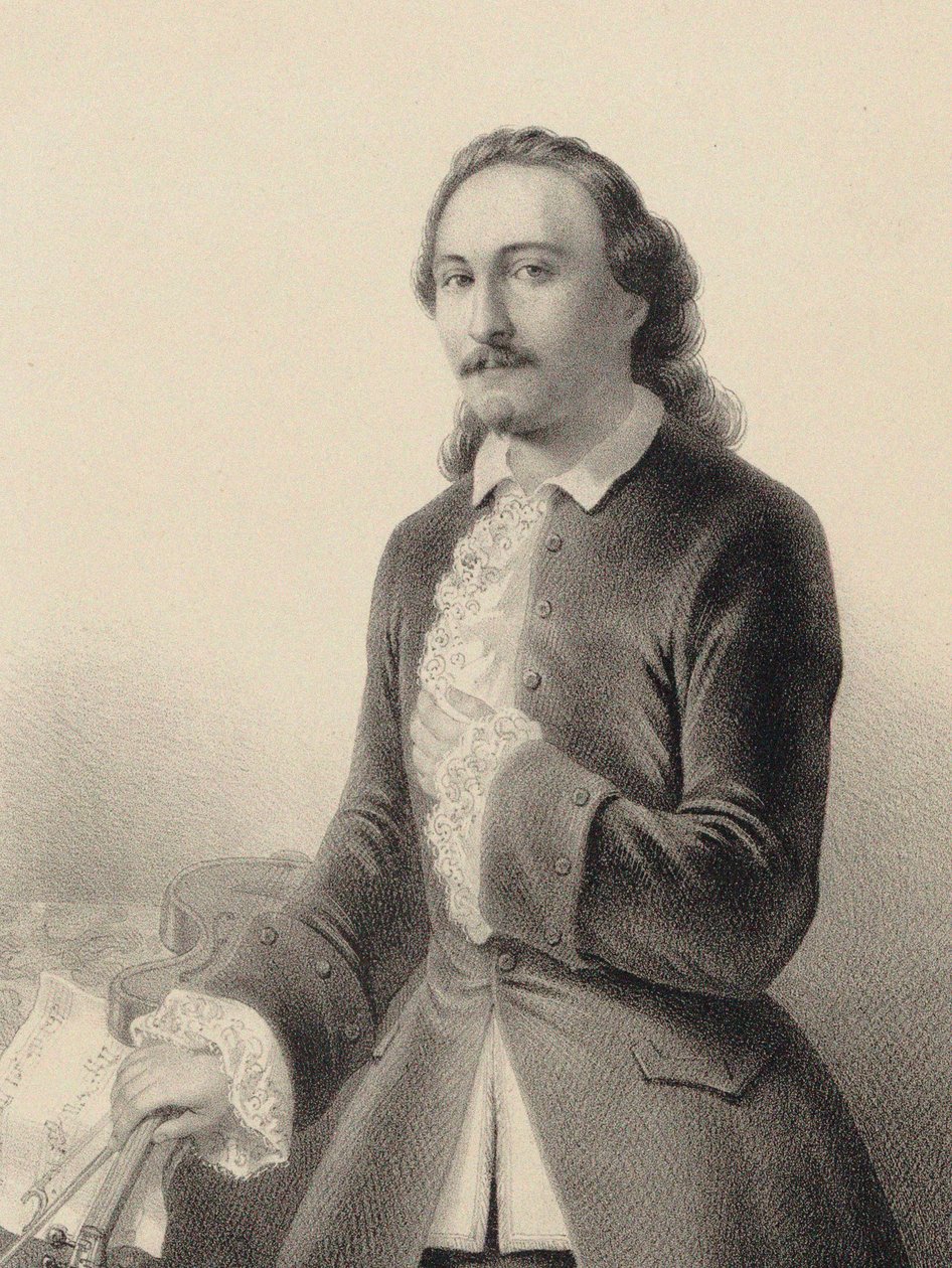 Retrato de Arthur Saint-Léon 1821-1870 no balé Le Violon du diable de Cesare Pugni, 1849. de Derancourt