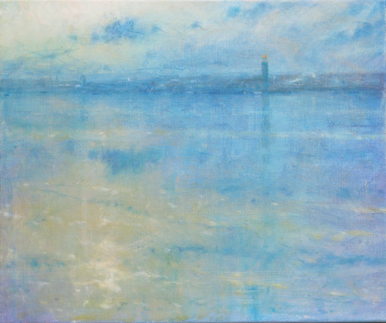 Stockholm Skyline, Riddarfjärden, 2016 (Oil on Canvas) de Derek Hare