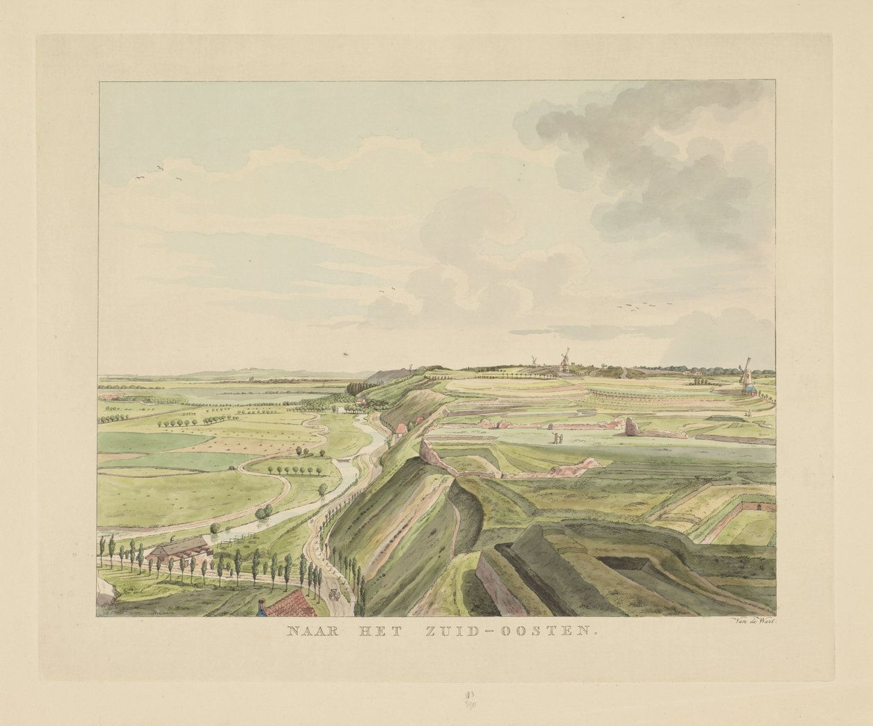 Vista da paisagem a sudeste de Nijmegen
Para o sudeste (título sobre o objecto)
Vistas em redor da cidade de Nijmegen (título da série)
Panorama ou vista redonda de Nijmegen atraído para a vida num miradouro (título da série) de Derk Anthony van de Wart