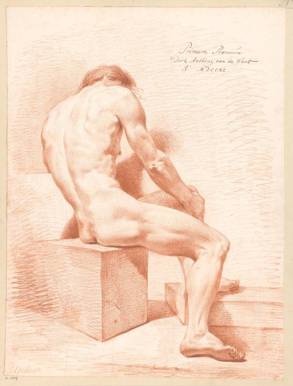 Nu masculino sentado, visto de costas (1º prémio 1790) de Derk Anthony van de Wart