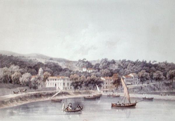 Vista de St Jean, perto de Nice (cor litho) de Deroy (after)