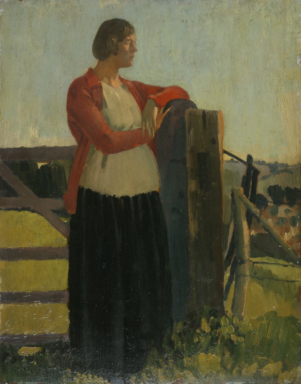Lyndra, Sunset, Aldbourne (óleo sobre painel) de Derwent Lees