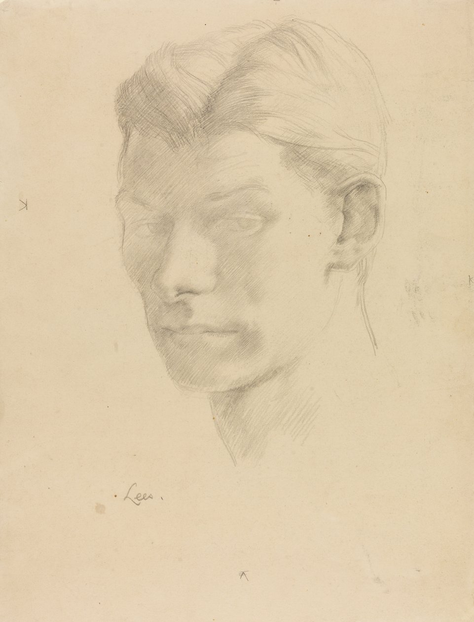 Retrato de um homem, c.1906-08 (lápis sobre papel) de Derwent Lees