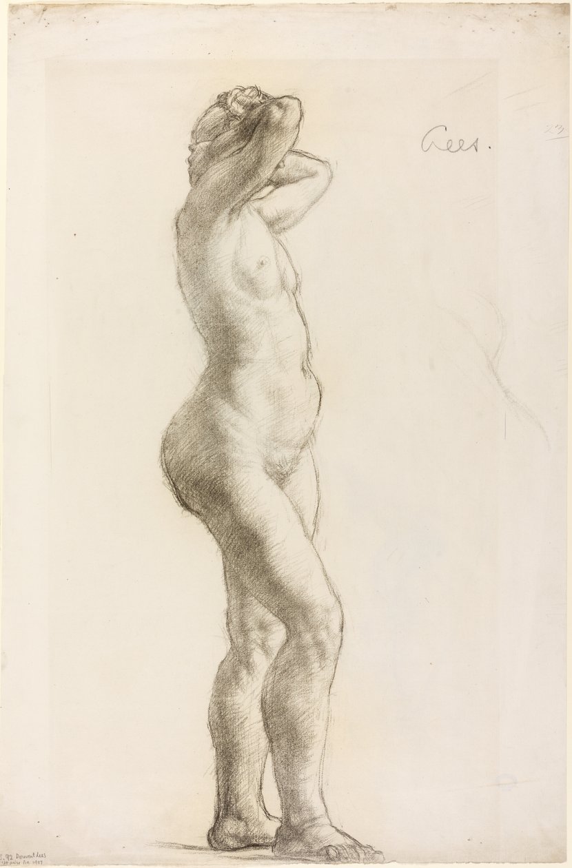 Estudo de uma figura feminina, c.1906-07 (giz preto sobre papel) de Derwent Lees