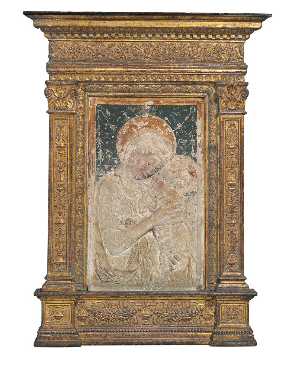Relevo da Virgem com o Menino (estuque dourado e policromado) de Desiderio da Settignano (after)
