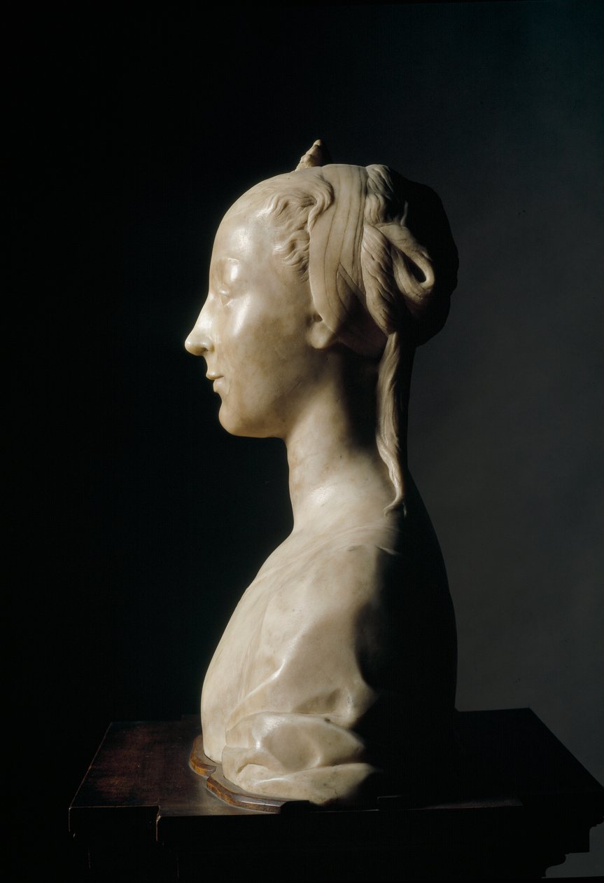 Busto de escultura de mármore de Desiderio da Settignano (ca. 1430-1464) Dim. 146 cm Florença, Museo Nazionale del Bargello de Desiderio da Settignano