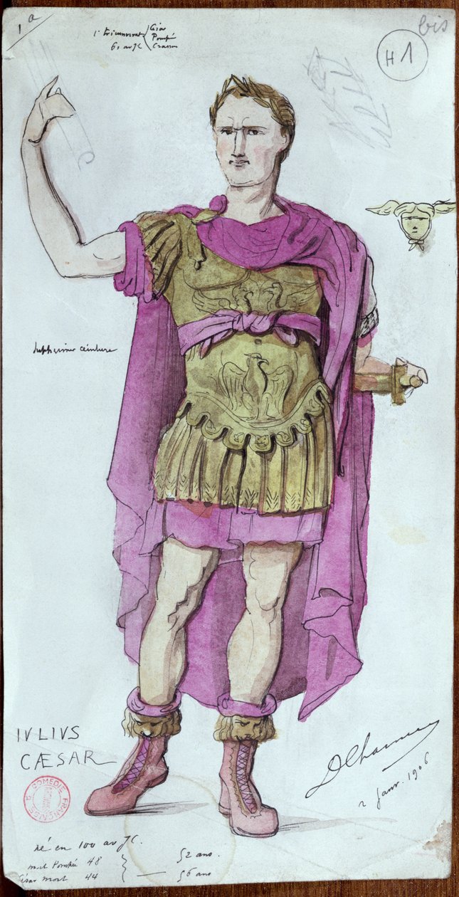 Figurino para Julius Caesar de &39;La Mort de Pompee&39; de Corneille, 1906 de Desire Chaineux