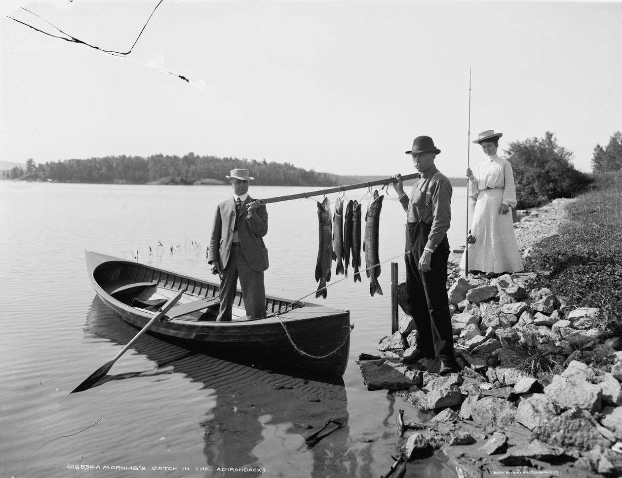 Uma manhã de captura nas Adirondacks, c.1903 de Detroit Publishing Co.