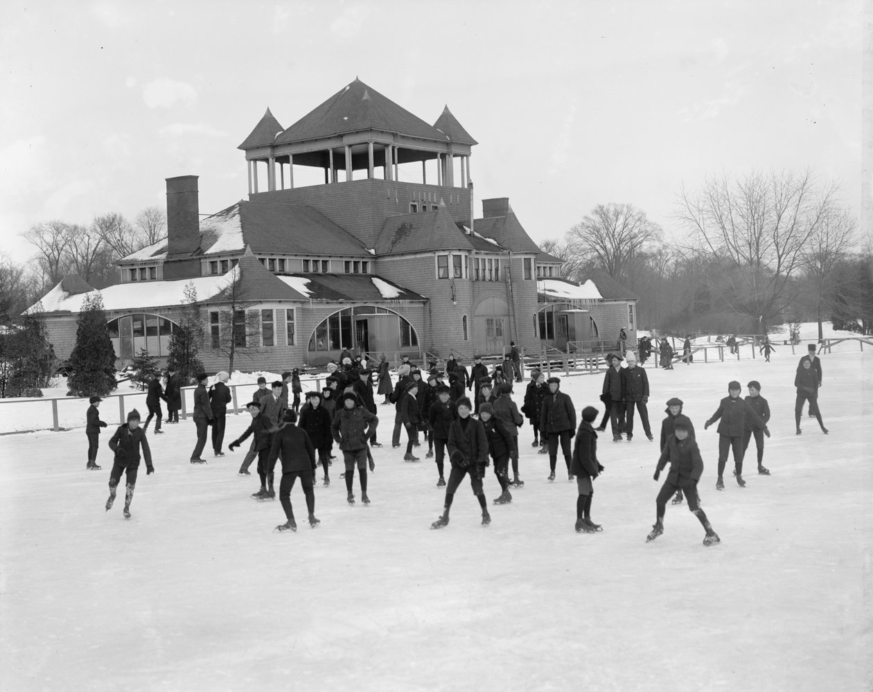 Detroit, Michigan, patinando em Belle Isle, c.1890-1910 de Detroit Publishing Co.