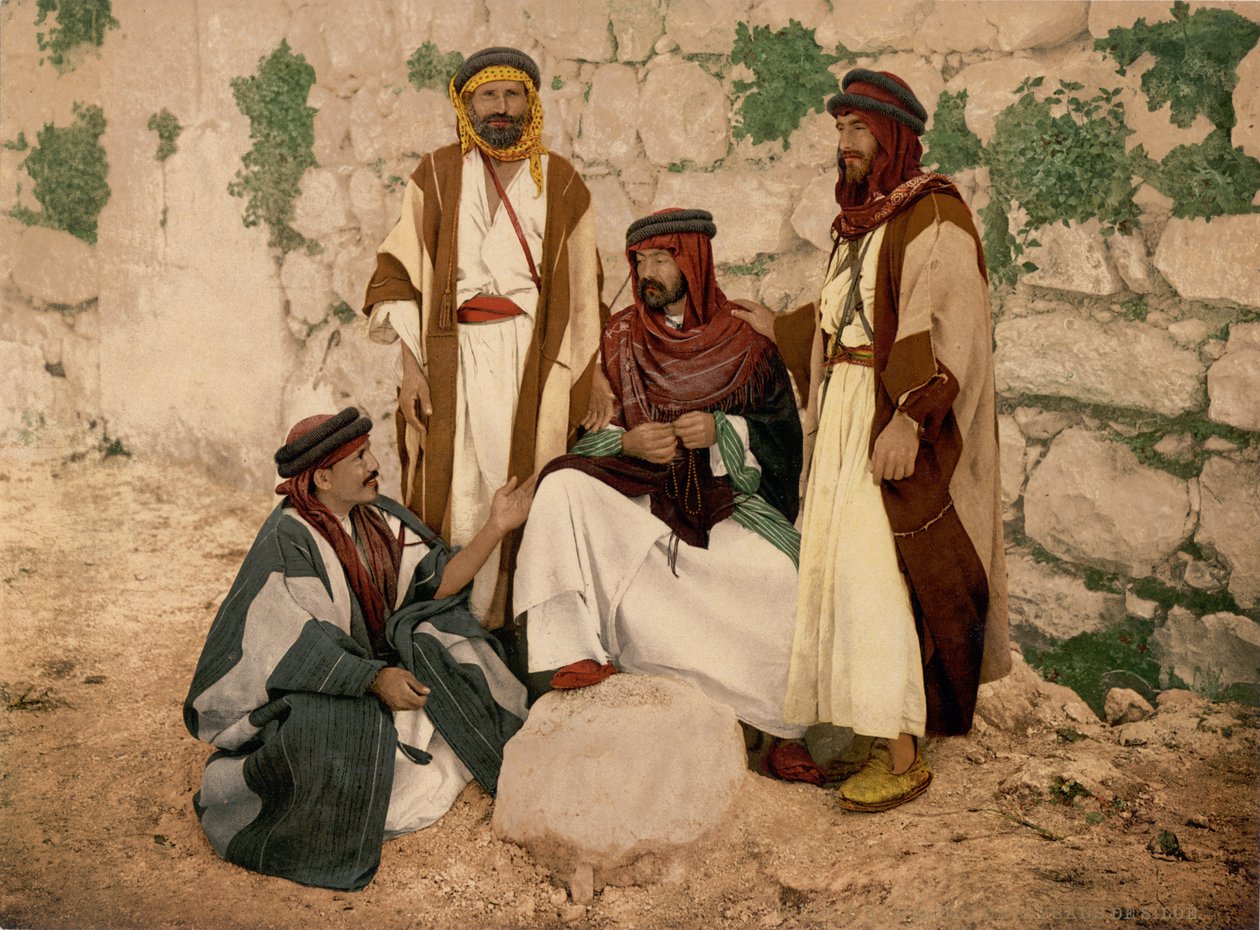 Grupo beduíno, Terra Santa, c.1890 (impressão fotomecânica) de Detroit Photographic Co.
