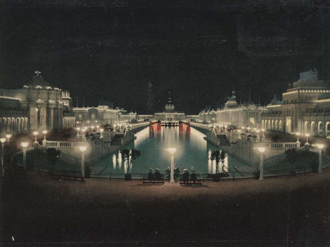 Grand Court iluminado, Exposição Trans-Mississippi, 1898 de Detroit Photographic Co.