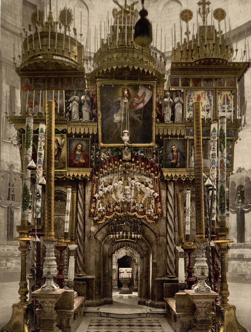 O interior do Santo Sepulcro, Jerusalém, Terra Santa, c.1890-c.1900 (fotocópia) de Detroit Photographic Co.