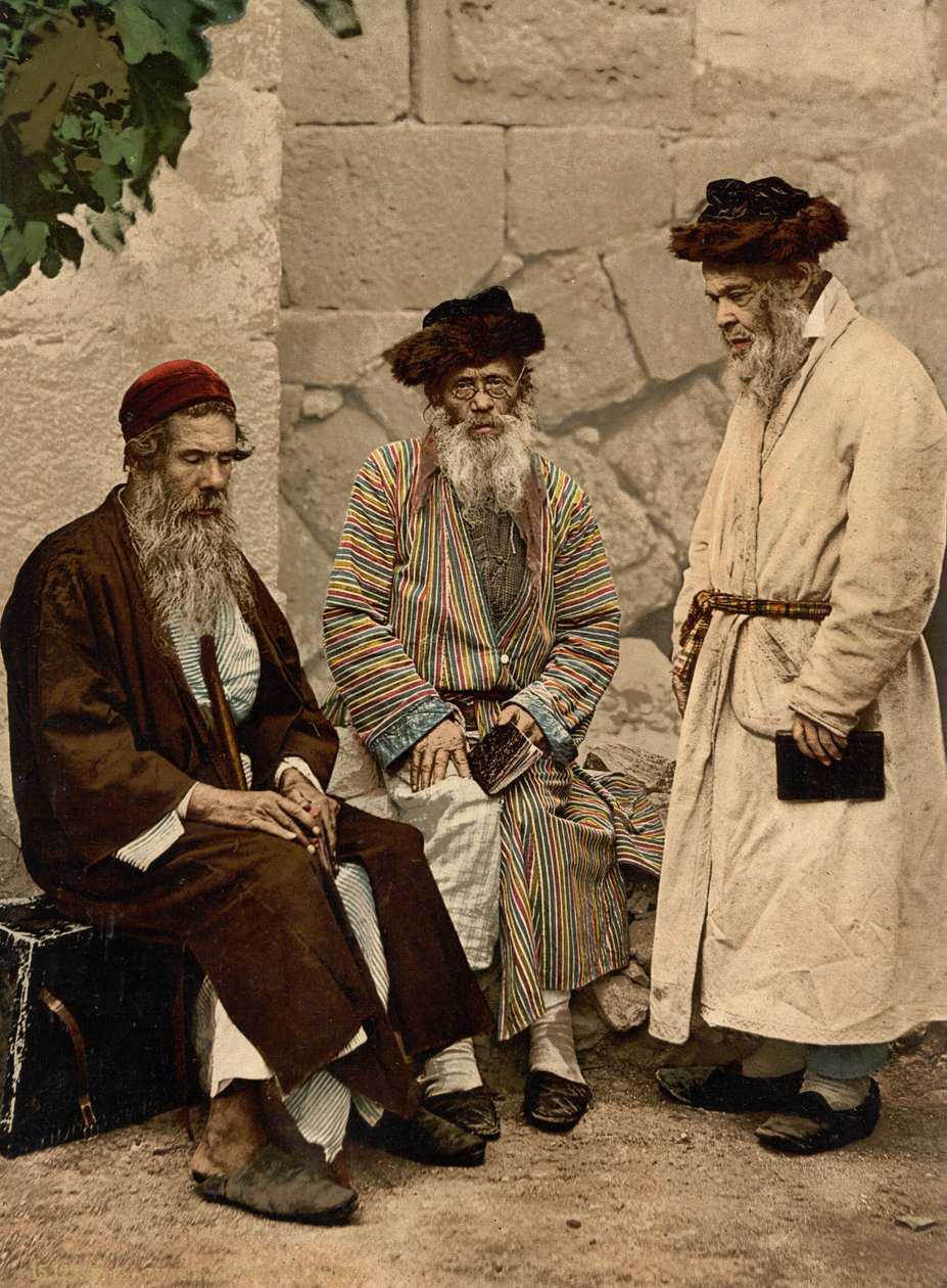 Tipos de judeus em Jerusalém, Terra Santa, c.1890-c.1900 (fotocópia) de Detroit Photographic Co.
