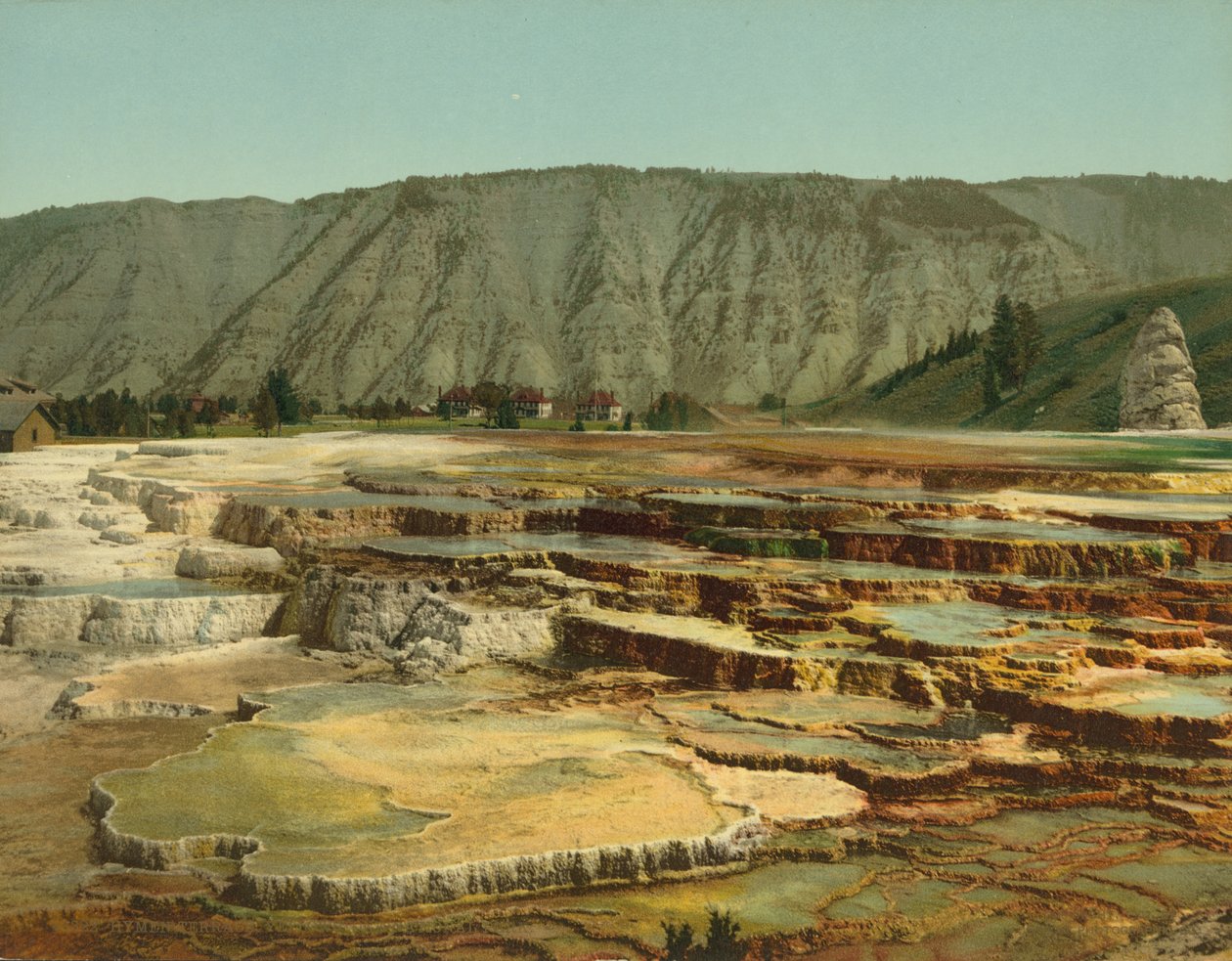 Terraço do híbrido, parque nacional de Yellowstone, c.1902 (photochrom) de Detroit Photographic Co.