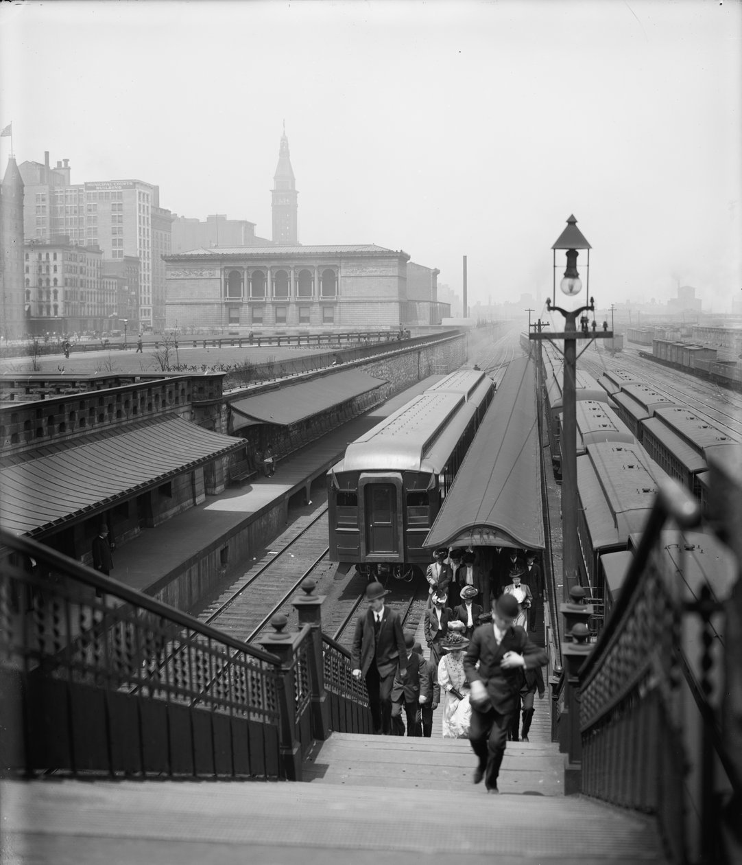 Chegando em Chicago dos subúrbios, c.1907 (foto p - b) de Detroit Publishing Co.
