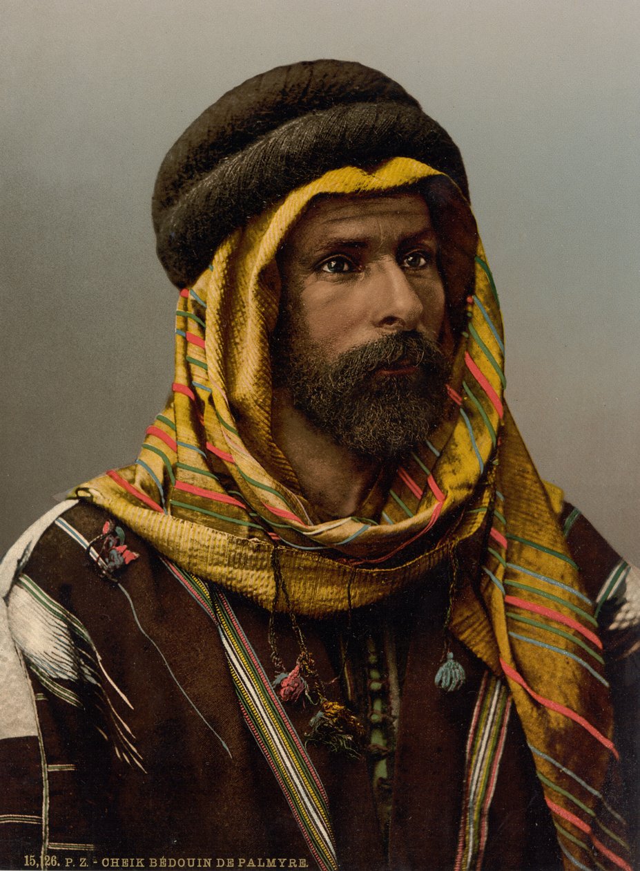 Chefe beduíno de Palmira, c.1890-1900 (impressão fotocromática) de Detroit Publishing Co.