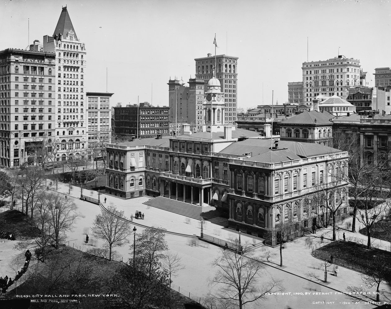 Prefeitura e parque, Nova York, c.1900 de Detroit Publishing Co.