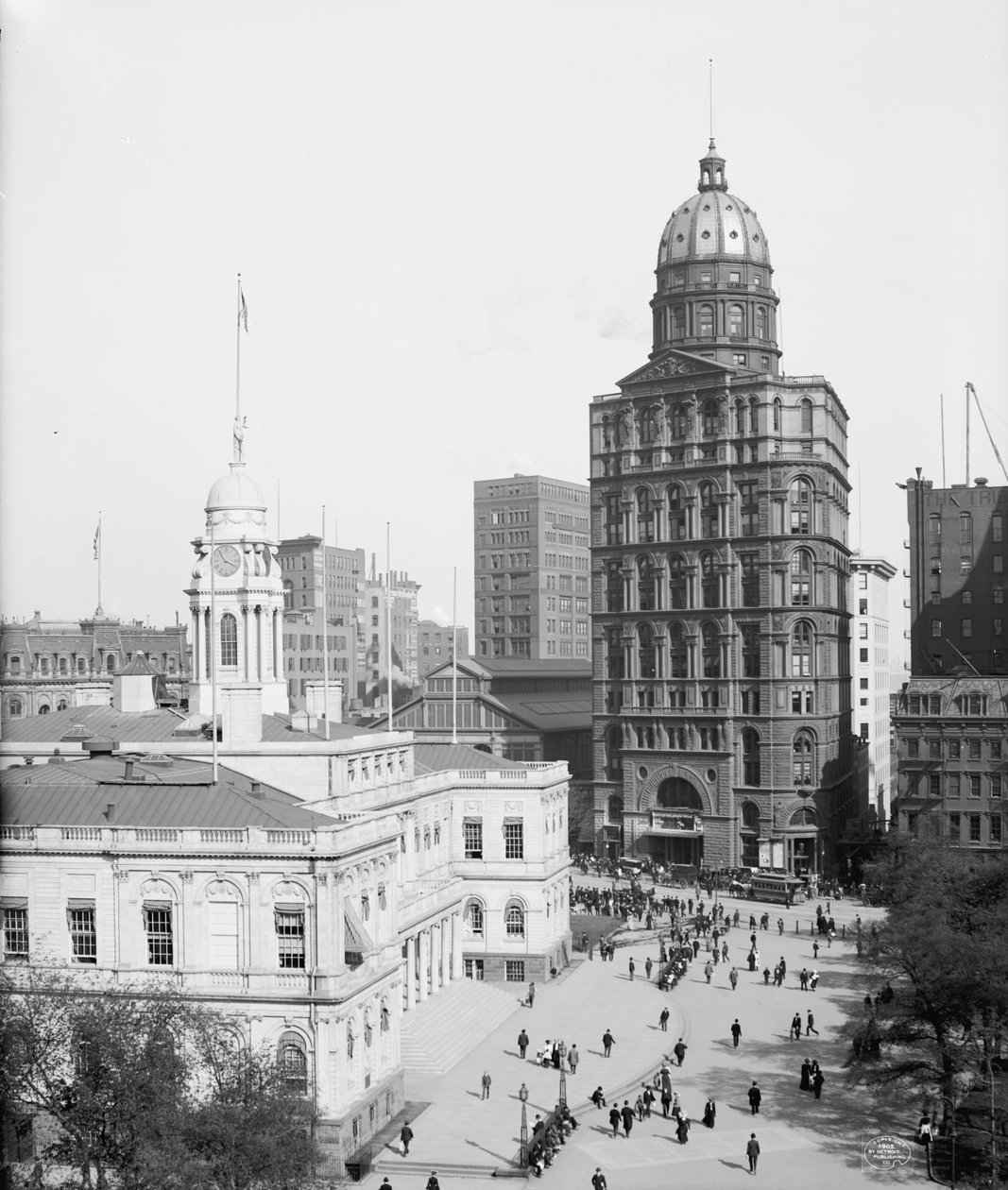 City Hall and World Building, New York City, USA, c.1905 (foto a p/b) de Detroit Publishing Co.