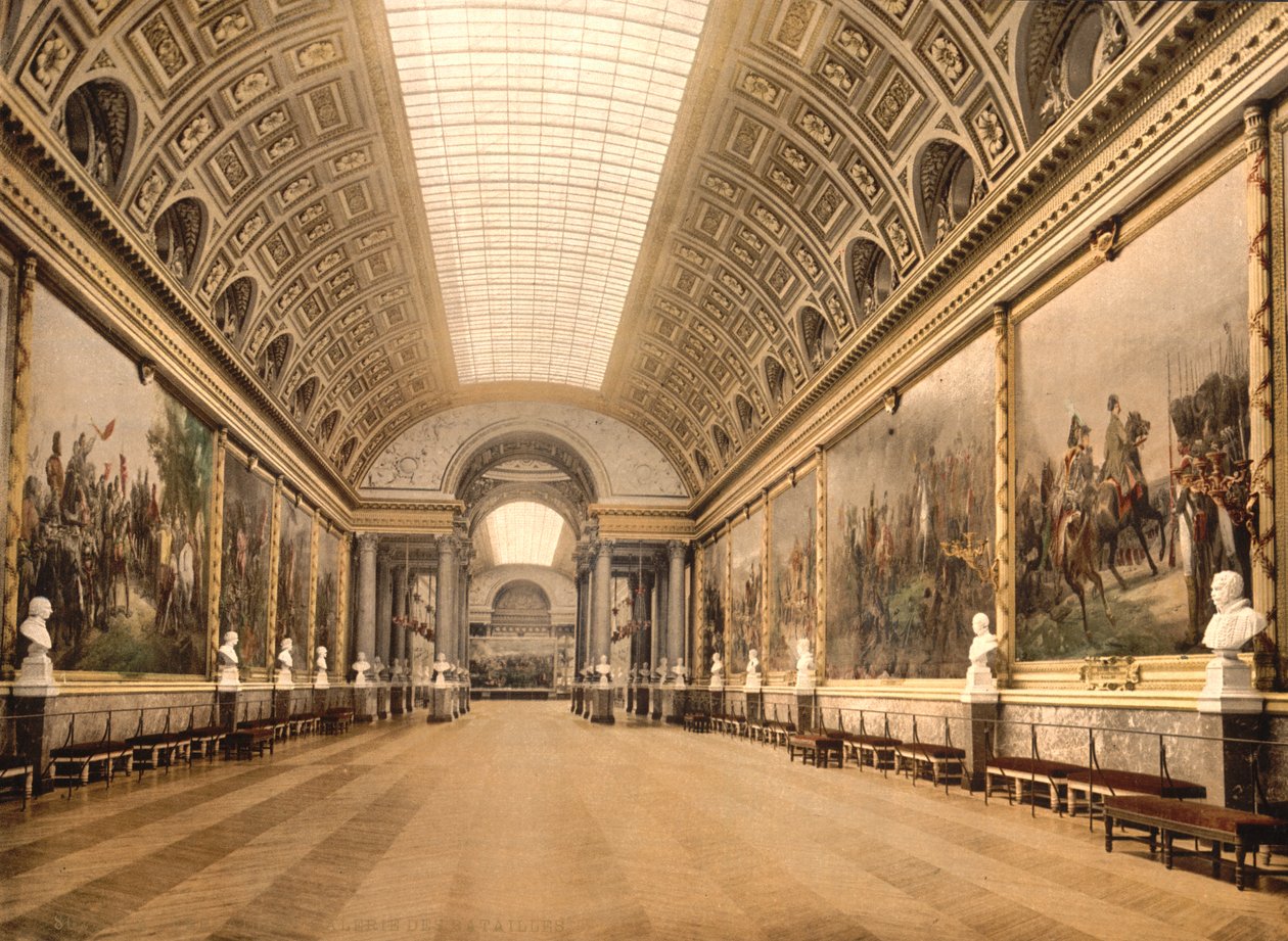 Galeria das batalhas, Versalhes, c.1890-1900 (photochrom) de Detroit Publishing Co.