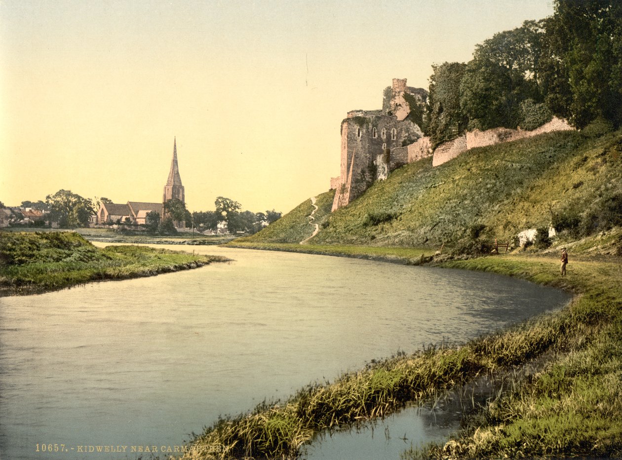 Kidwelly, Carmarthen, País de Gales, c.1890-1900 (impressão fotocrómica) de Detroit Publishing Co.