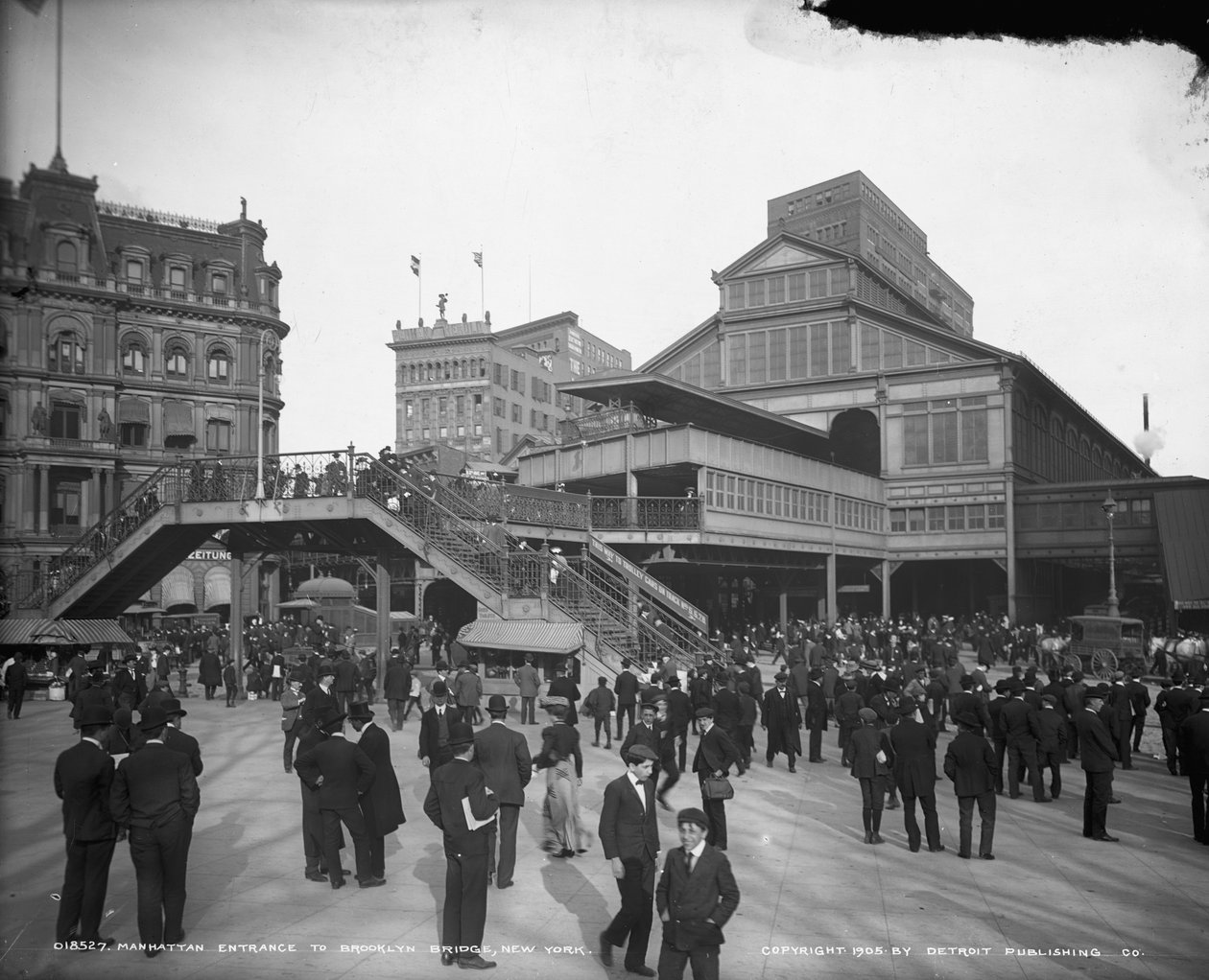 Entrada de Manhattan para a Brooklyn Bridge, Nova York, c.1905 de Detroit Publishing Co.