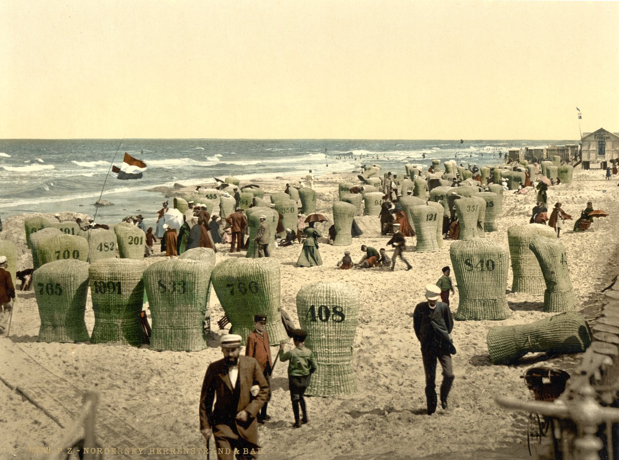 Banho dos Homens, Norderney, Alemanha, c.1900 (fotocrom) de Detroit Publishing Co.