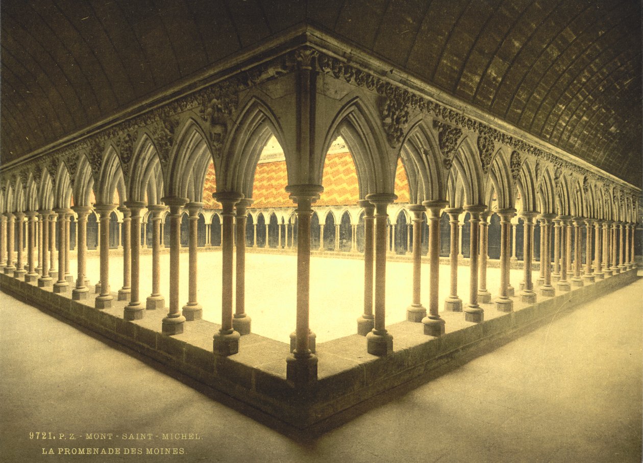 Monks "Promenade, Mont Saint-Michel, França, Impressão fotocromática, c.1900 de Detroit Publishing Co.